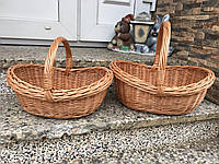 Шикарный набор плетеных корзин из натуральной лозы с ручкой"Лодочка натуральная"