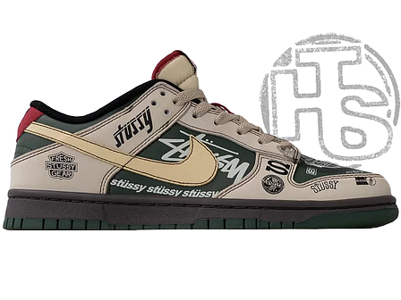Чоловічі кросівки Nike Dunk Low x Stussy BMW M3 Beige Green Black ALL14559, фото 1