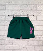 Детские шорты оптом с карманами для девочки с надписью барби (цвет зеленый) р.26 28 30 32 34 36 28