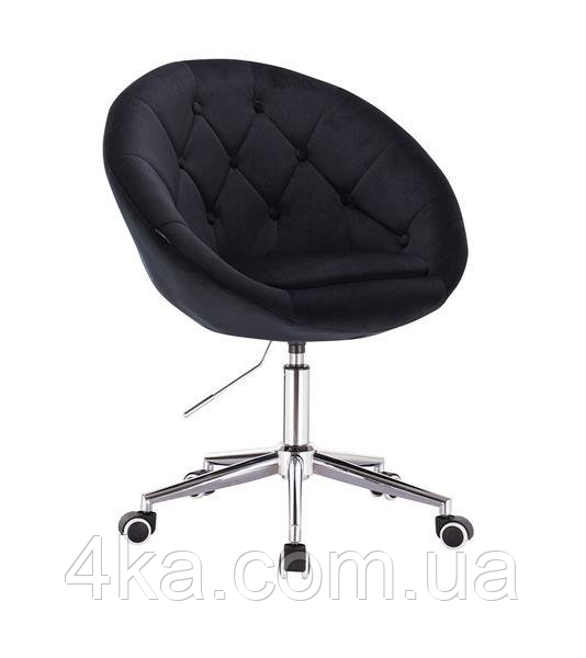 Крісло на колесах з гудзиками HC8516K, велюр, чорне
