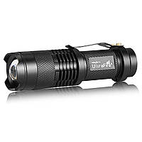 Светодиодный фонарик UltraFire SK68 на аккумуляторе 14500 ручной 3 режима 7Вт с регулировкой зума