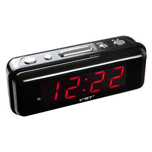 Годинник-будильник мережевий VST-738-1 червоні цифри, 220V