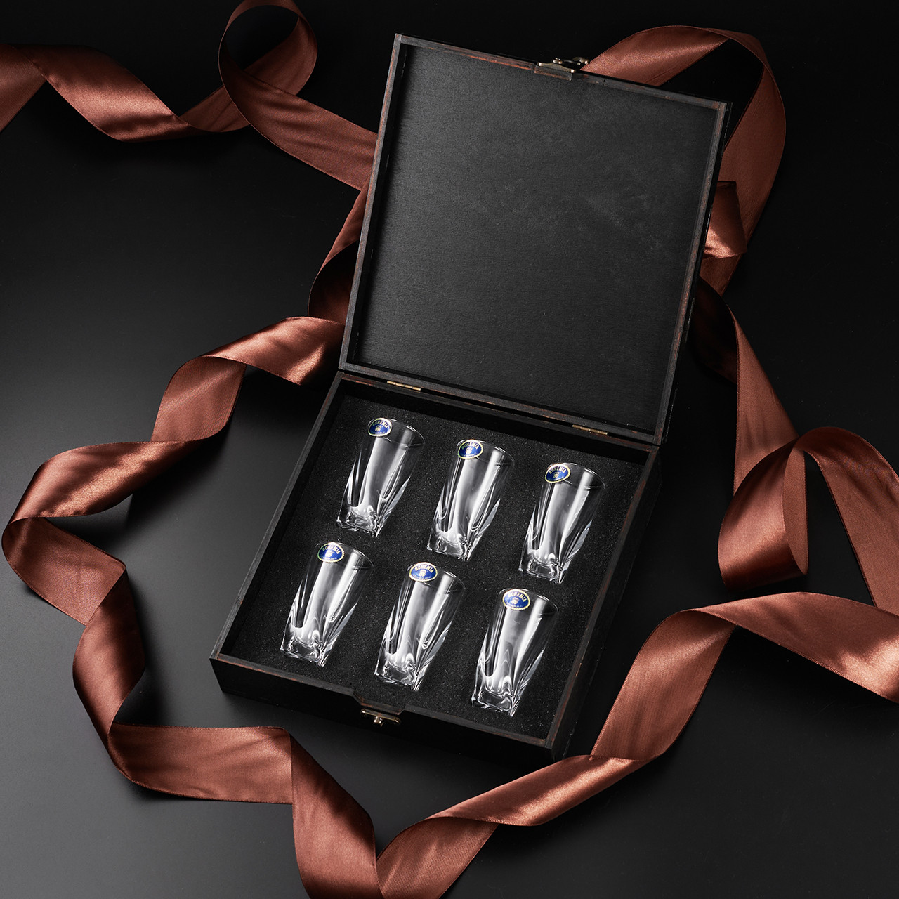 Подарунковий набір 6 стопок. 6 шт. високих стопочок Bohemia Quadro 50 мл