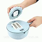 Ручна овочерізка 8в1 з чашею 1,8л, Блакитна / Терка-мультислайсер / Подрібнювач овочів та фруктів, фото 9