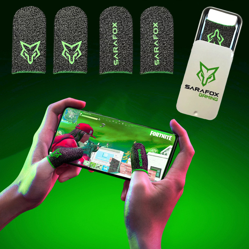 Напальчники Sarafox v9 (4 шт.) для гри телефоне смартфоні пабг pubg mobile пубг зелені світяться + бокс