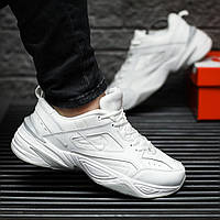 Мужские кроссовки Nike M2K White (белые) красивые объемные кожа/текстиль весна-осень Y14209