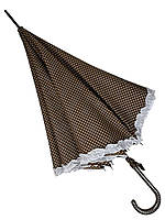 Зонт-трость с рюшами в горошек полуавтомат на 8 спиц от Swifts коричневый SW03180-2
