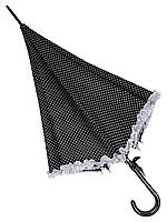 Зонт-трость с рюшами в горошек полуавтомат на 8 спиц от Swifts черный SW03180-3