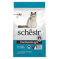 Сухой монопротеиновый корм для стерилизованных котов Schesir Cat Sterilized & Light с рыбой 1.5 кг