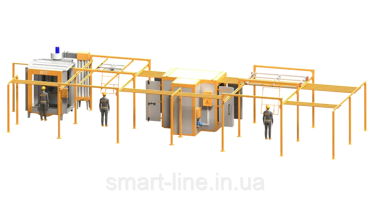 Лінія порошкового фарбування Maze - 1.3 для габаритів цеху: 20.8м х 5.6м