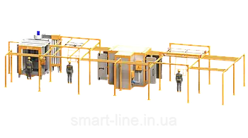 Лінія порошкового фарбування Maze - 1.3 для габаритів цеху: 20.8м х 5.6м