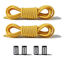 Эластичные резиновые шнурки для обуви кгруглые с фиксаторами Желтые