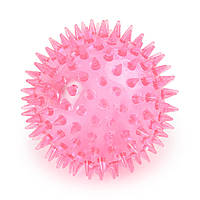 Игрушка для собак Taotaopets 6,5см 065530 Pink звуковой и светящиеся мяч с шипами
