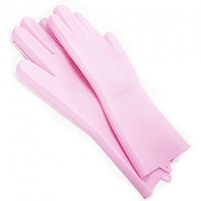 Силіконові рукавички Magic Silicone Gloves Pink для прибирання чистки миття посуду для будинку. BT-757 Колір рожевий