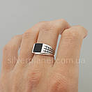 Чоловіча срібна печатка з оніксом перстень 124. 22,5 розмір, фото 5