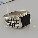 Чоловіча срібна печатка з оніксом перстень 124. 22,5 розмір, фото 6