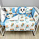 Комплект постільної білизни з ковдрою та бортиками-іграшками на 4 боки ліжечка 120х60см- Блакитний з ведмедями - фото 1 - id-p2074202499