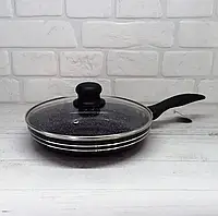 Сковородка с крышкой 28см Edenberg EB-768 с мраморным антипригарным покрытием. Для всех плит. Индукционное дно
