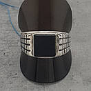 Чоловіча срібна печатка з чорним каменем. Каблучка - перстень. Чорнене срібло 925, фото 9