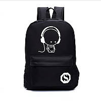 Фосфорный рюкзак школьный портфель мужской женский светящийся Music S