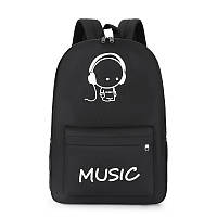 Фосфорный рюкзак школьный портфель мужской женский светящийся MUSIC маленький