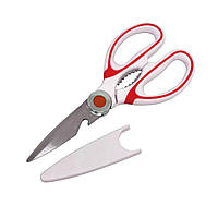 Ножиці кухонні Stenson SF-5-405 для обробки пташиного м'яса і риби у чохлі червоні