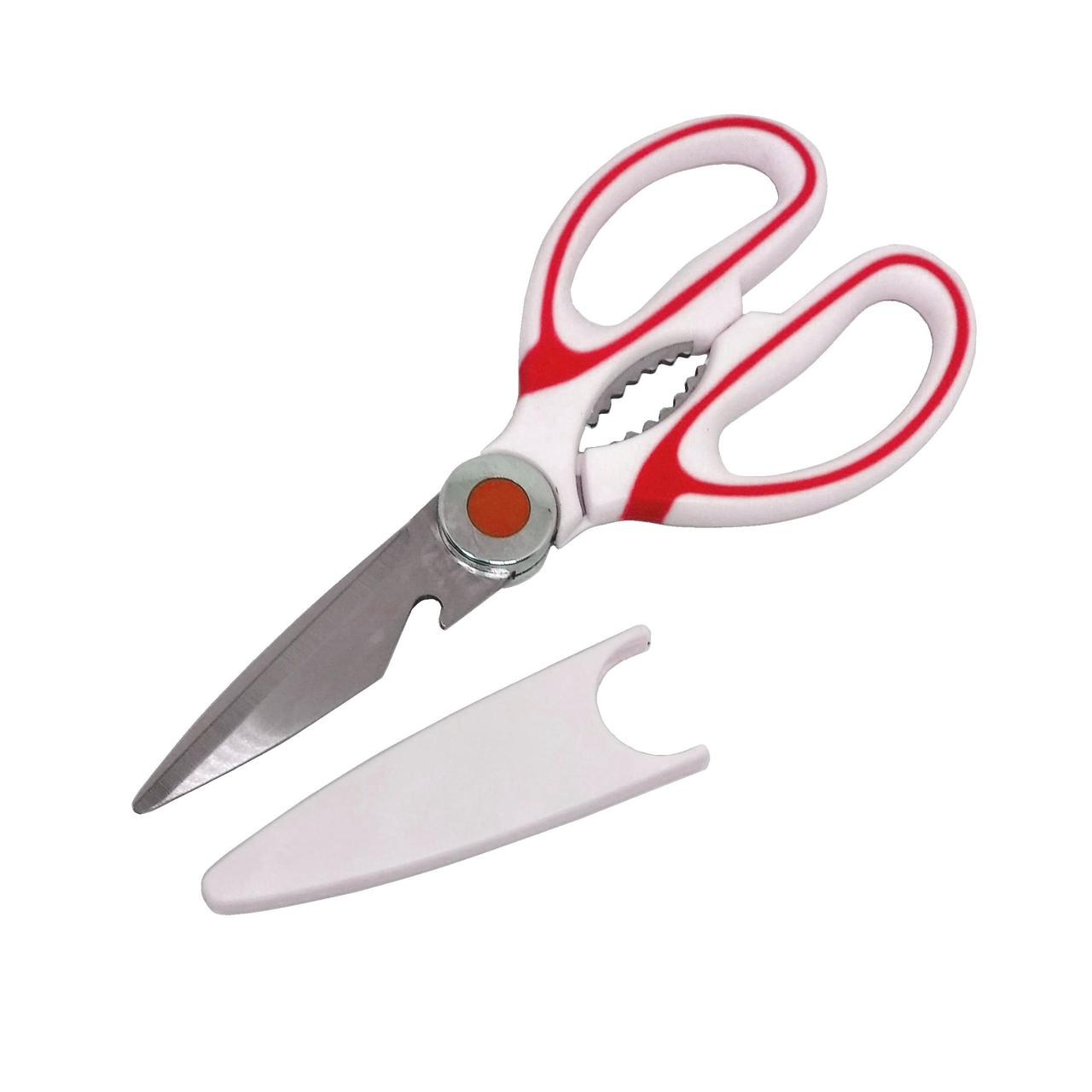 Ножиці кухонні Stenson SF-5-405 для обробки пташиного м'яса і риби у чохлі червоні