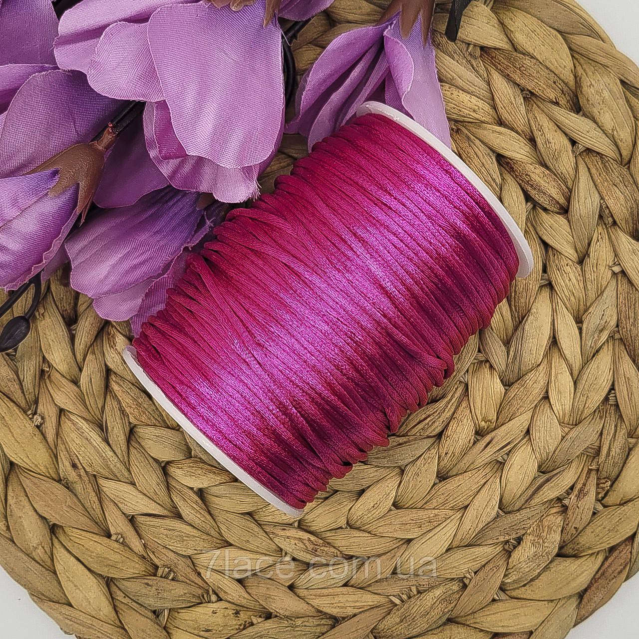 Шнур корсетний (сатиновий, шовковий) / колір ФУКСІЯ / 2 мм / замовлення від 1 метра