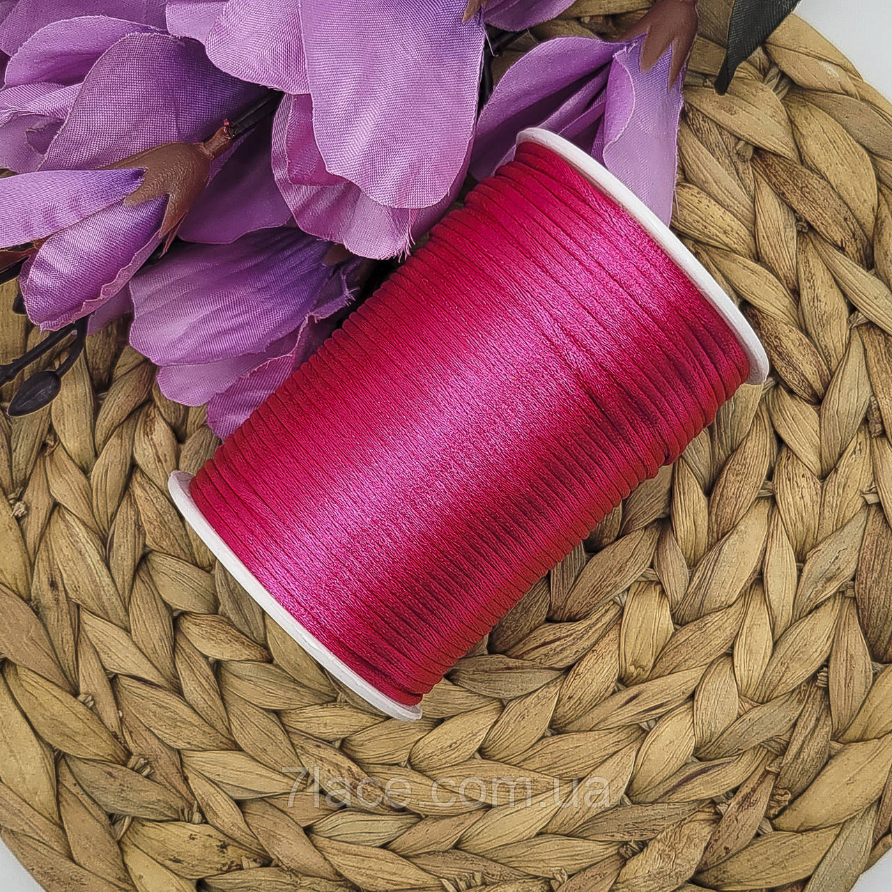 Шнур корсетний (сатиновий, шовковий) / колір МАЛИНОВИЙ / 2 мм / замовлення від 1 метра, фото 1