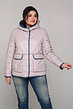 Жіноча демісезонна двостороння куртка Мічіган джинс\пудра, розмір 58, фото 6