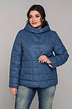 Жіноча демісезонна двостороння куртка Мічіган джинс\пудра, розмір 58, фото 3