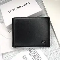 Кожаный кошелек мужской Calvin Klein черный портмоне из натуральной кожи в подарочной упаковке