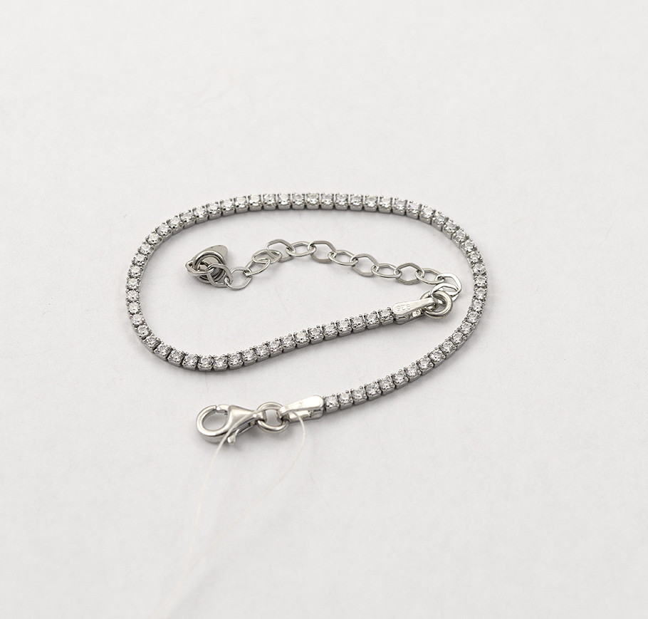 Тенісний Браслет із Білими Кам'янками, фото 1