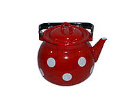 Чайник эмалированный 3,5л/4 Белый горох (красный) (I271301/4) ТМ IDILIA OS
