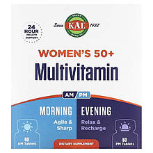 Мультивітаміни для жінок 50+ KAL "Women's 50+ Multivitamin" вранці та ввечері (2 баночки по 60 таблеток)