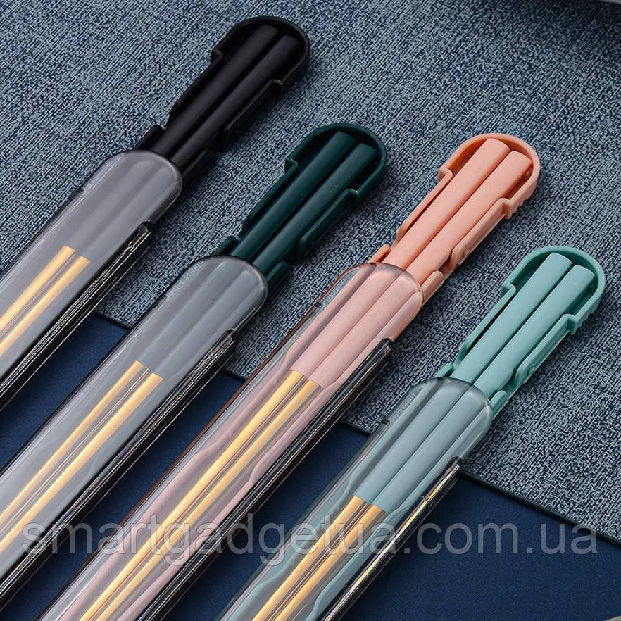 Преміум Китайські Палички для їжі в комплекті з Футляром / Суші Роллів багаторазові нержавіюча сталь 304, фото 1