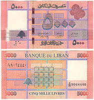 Банкнота, Ливан 5000 ливров 2014. Р 91b. UNC