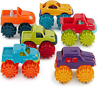 Battat Mini Monster Trucks Plastic Toy Cars 6-Pack & Storage Bag Баттат машинки монстер траки з органайзером