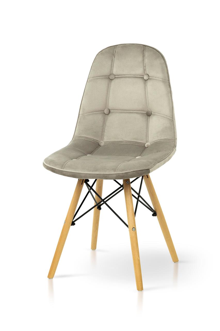 Стілець обідній Джастін велюр з дерев'яними ніжками (пісочний/бук), фото 1