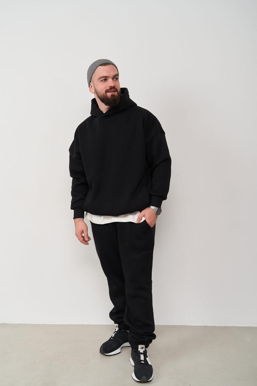 Теплий чоловічий костюм худі OVERSIZE + джогери Чорний