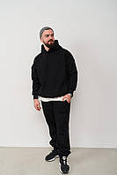 Теплий чоловічий костюм худі OVERSIZE + джогери Чорний