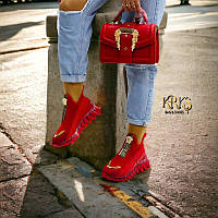 Женские кроссовки Versace повседневные (текстиль) Красный, 39