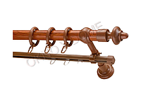 Карниз 160 см трубчатый металлопластиковый для штор, двойной, Ø28 мм, Дуб золотой Cardinal,