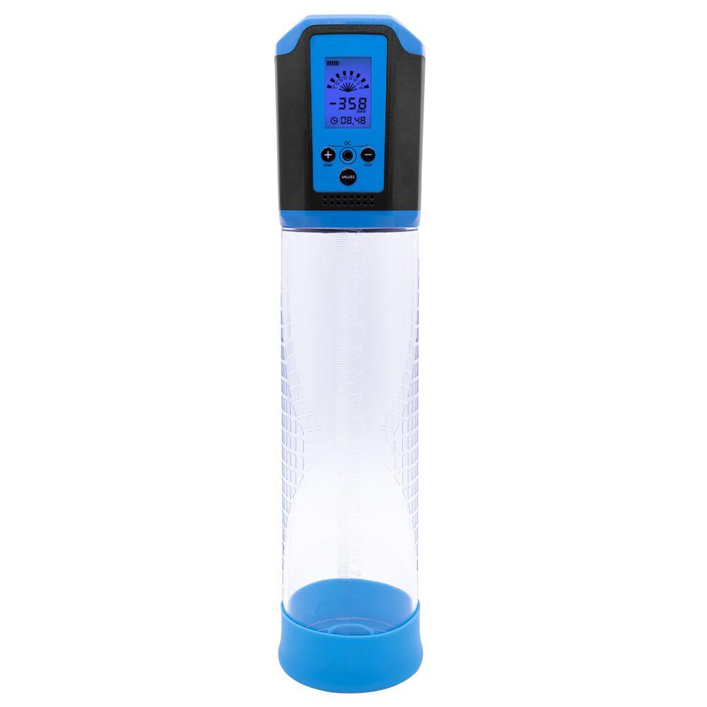 Автоматична вакуумна помпа Men Powerup Passion Pump Blue, LED-табло, перезаряджувана, 8 режимів Кітті