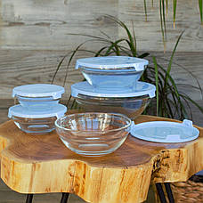 Судочки скляні з пластиковими кришками 5 шт., фото 2