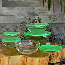 Судочки скляні з пластиковими кришками 5 шт., фото 2