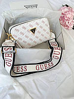 Женская белая сумочка-клатч Guess Total White с Подарком