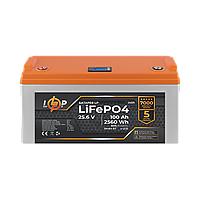 Аккумулятор LP LiFePO4 25,6V - 100 Ah (2560Wh) (BMS 80A/80А) пластик LCD Smart BT a