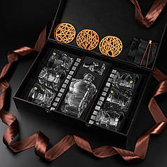 Подарунковий набір 6 склянок для віскі, графином та стеатитовим камінням для охолодження віскі. 6 шт. кришталевих склянок Bohemia Zig-Zag 300 мл + Графин Bohemia Zig-Zag 750 мл