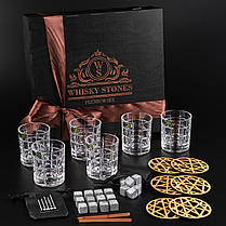 Подарунковий набір 6 склянок для віскі та стеатитовим камінням для охолодження віскі. 6 шт. склянок Bohemia Timesquare 320 мл, фото 2